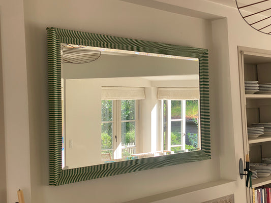 Emerald green stripe mirror