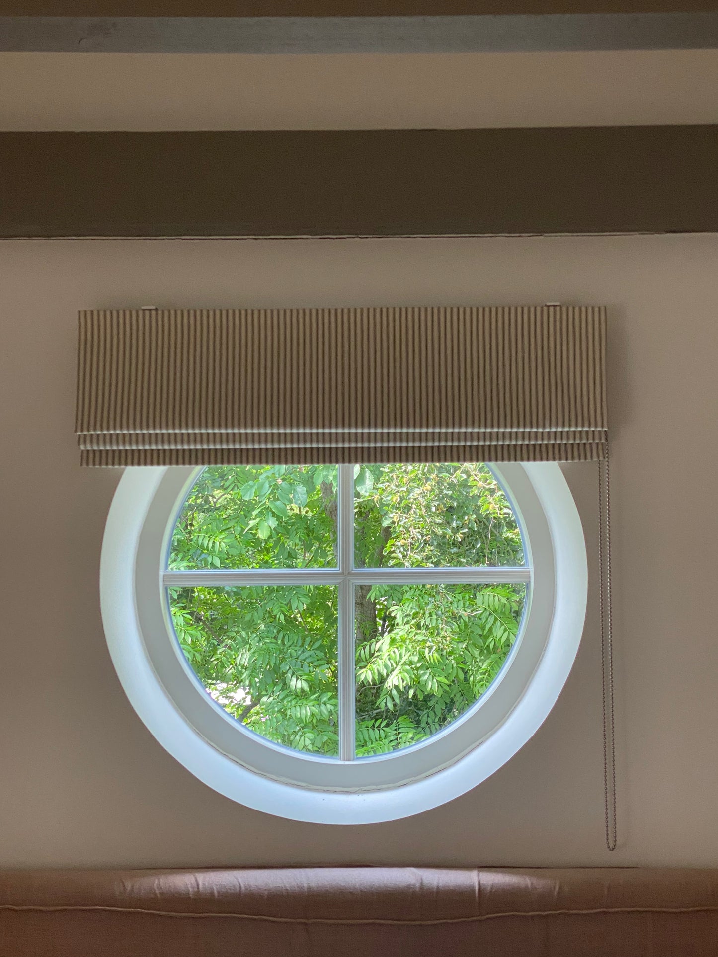 Custom ticking stripe roman blind