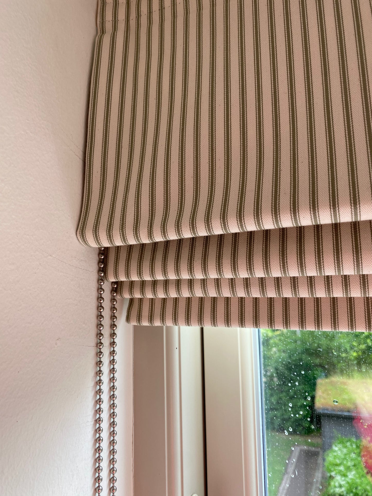 Custom ticking stripe roman blind