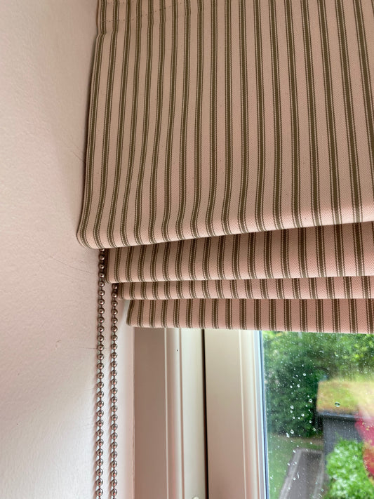 Custom ticking stripe roman blind