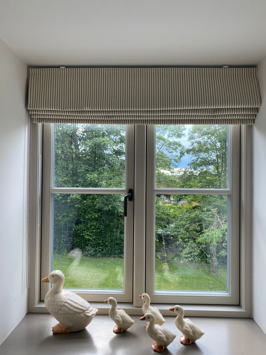 Custom ticking stripe roman blind