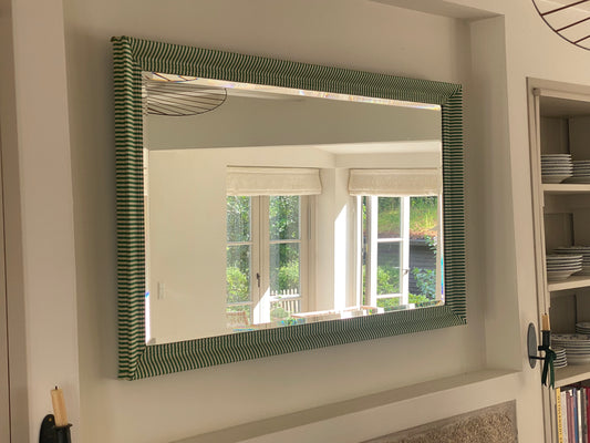 Emerald green stripe mirror