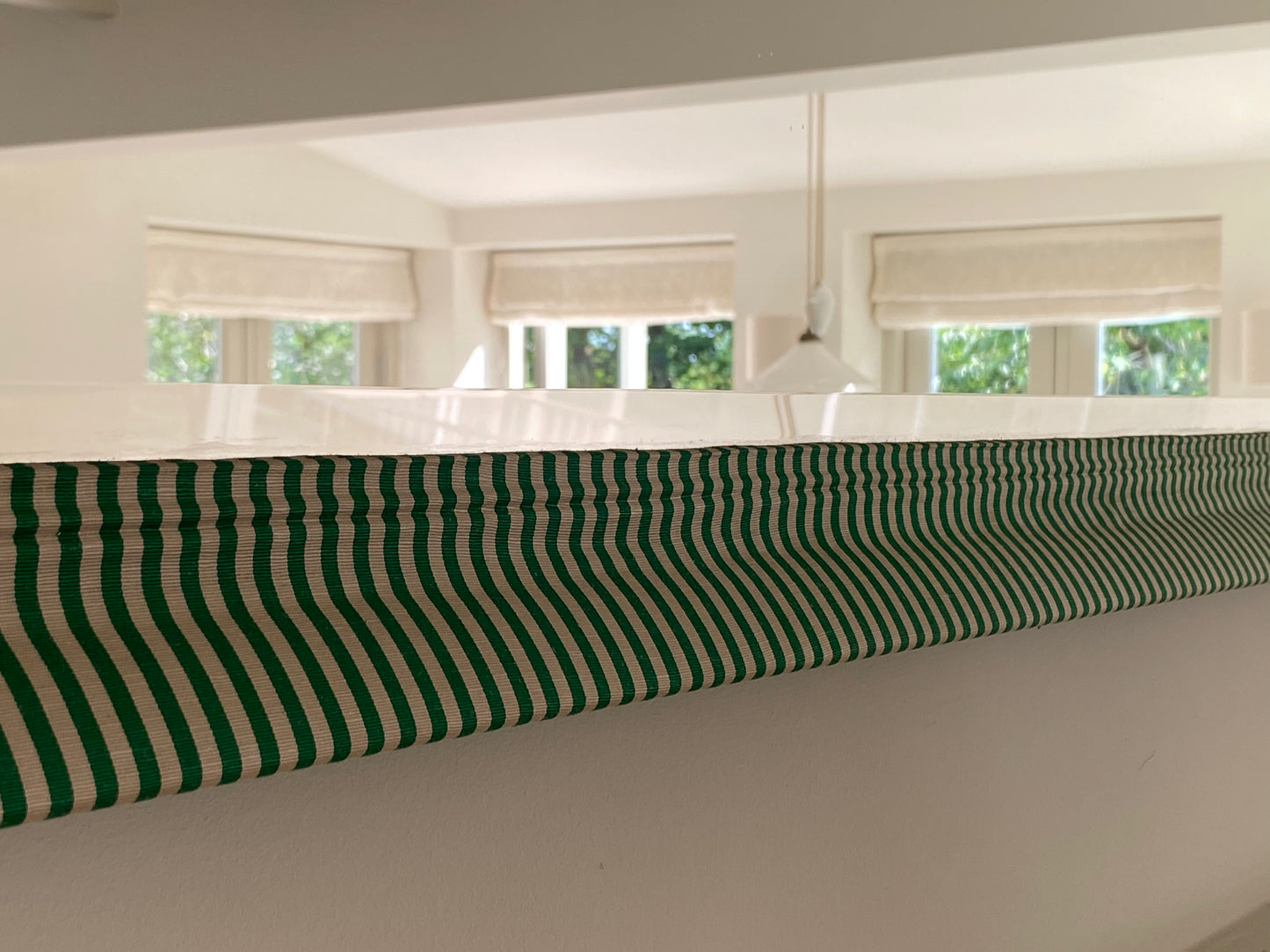 Emerald green stripe mirror