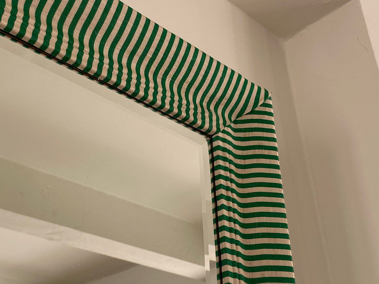 Emerald green stripe mirror