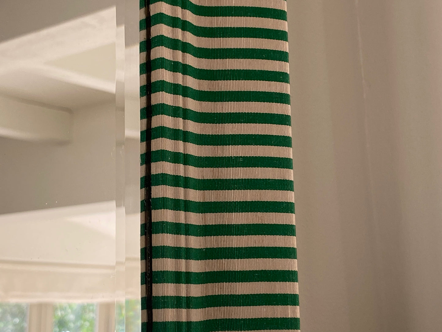Emerald green stripe mirror